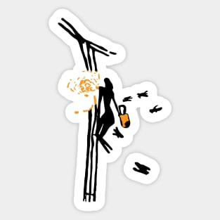 Minimalist Paleolithic Cave Art Honey Gatherer Sticker